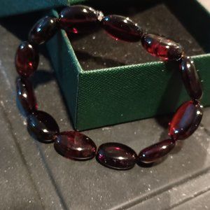 Large 7.5 inch Cherry Red Baltic Amber stretch bracelet